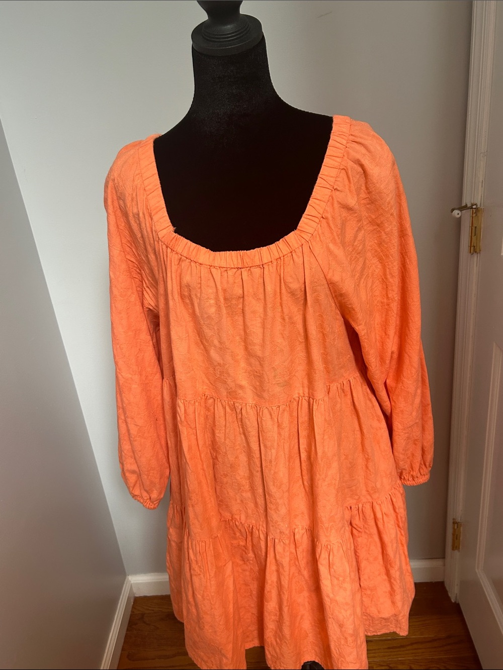 Universal Thread Coral Puff-Sleeve Tiered Mini Dress